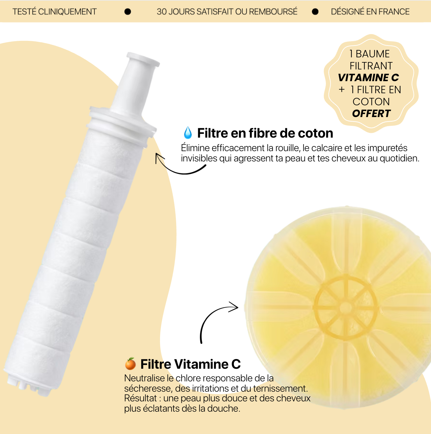Pommeau de douche Nivy à double filtration – Vitamine C, Éclat & Peau nette