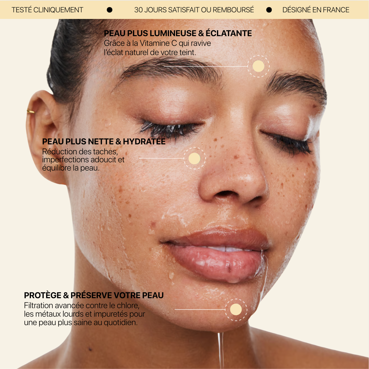 Pommeau de douche Nivy à double filtration – Vitamine C, Éclat & Peau nette